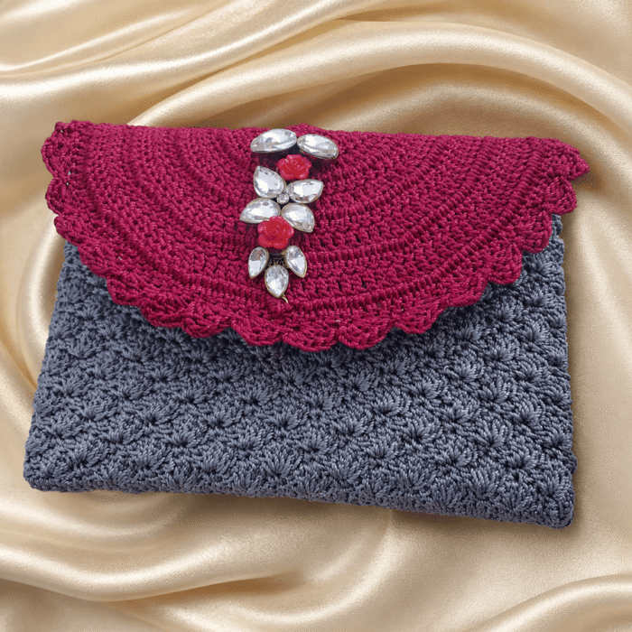 Midnight Bloom Handmade Crochet Clutch