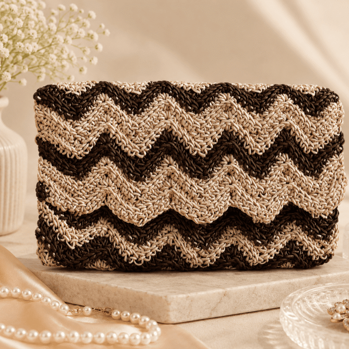 Mocha Wave Handmade Crochet Clutch