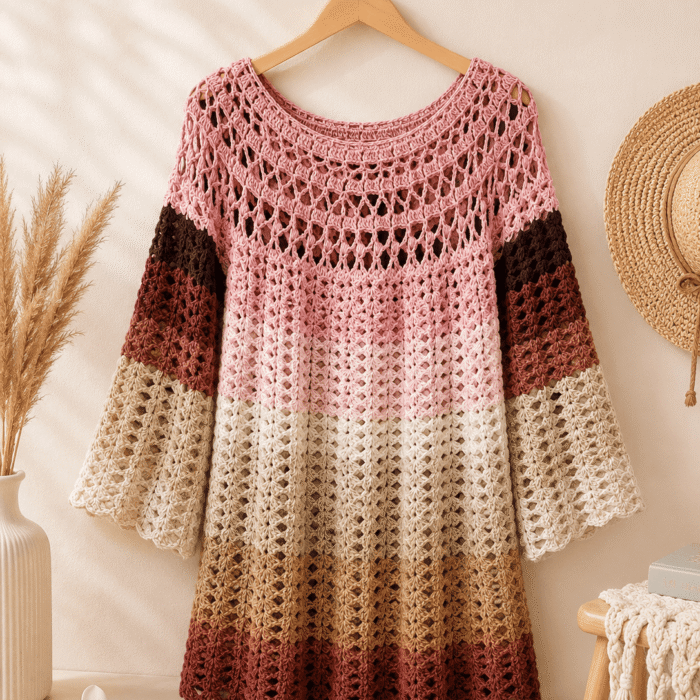 Rosé Ombre Handmade Crochet Dress