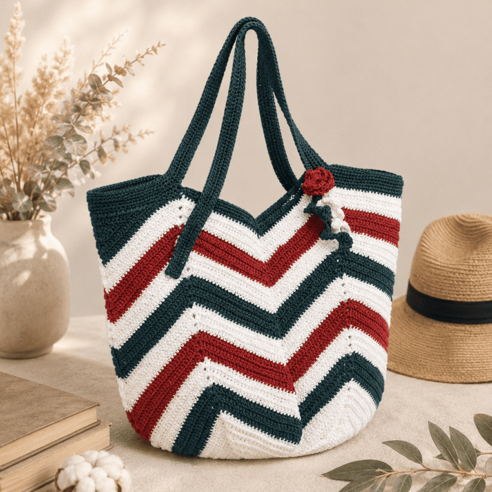 Chevron Charm Handmade Crochet Tote Bag