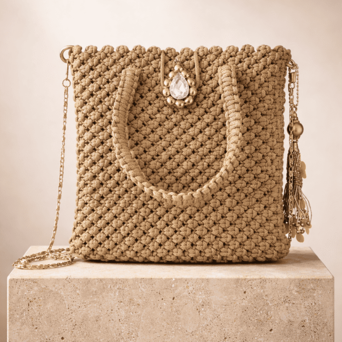 Regal Sand Handmade Crochet Tote Bag