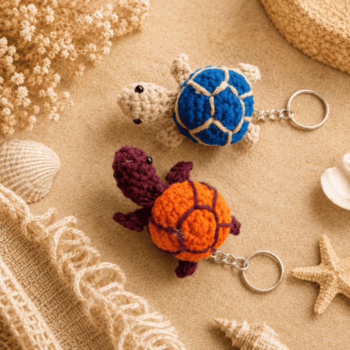 Ocean Turtles Handmade Crochet Keychain Set